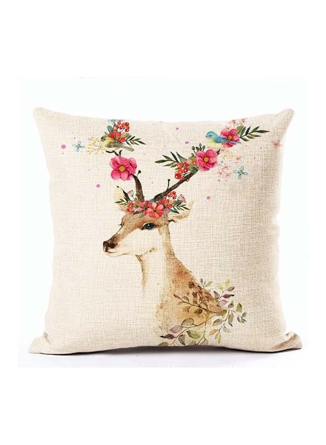 Lovely Deer Square Cushion Cover Multicolour 45x45centimeter
