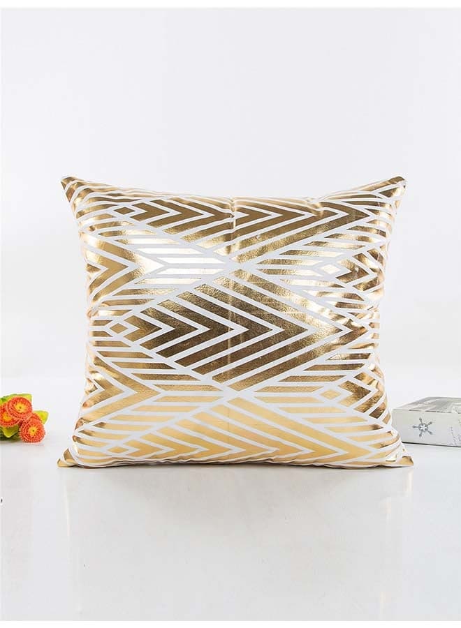 Geometry Pattern Throw Cushion Cover Gold 45x45centimeter