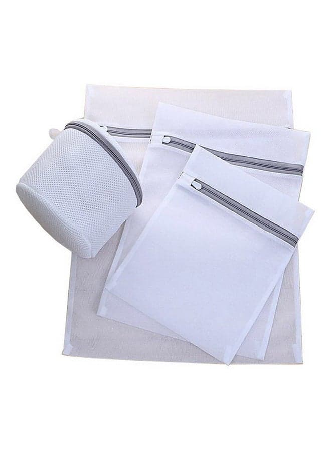 4-Piece Mesh Zipper Laundry Bag Set Grey 40.5x50.5x5.7cm