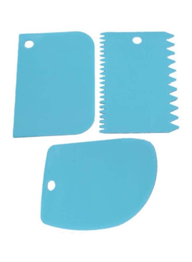 3-Piece Cake Scraper Set Blue 12x8centimeter