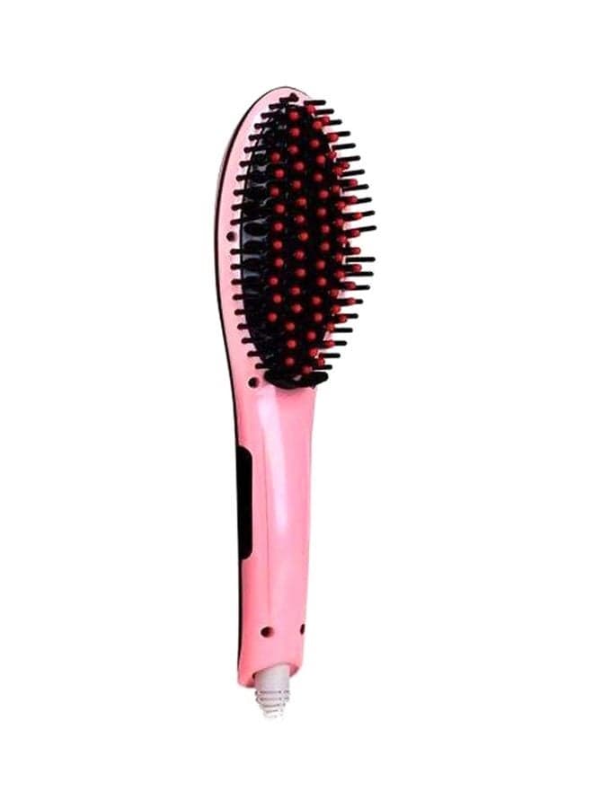 Electric Hair Straightener Comb Brush With LCD Display Pink/Black