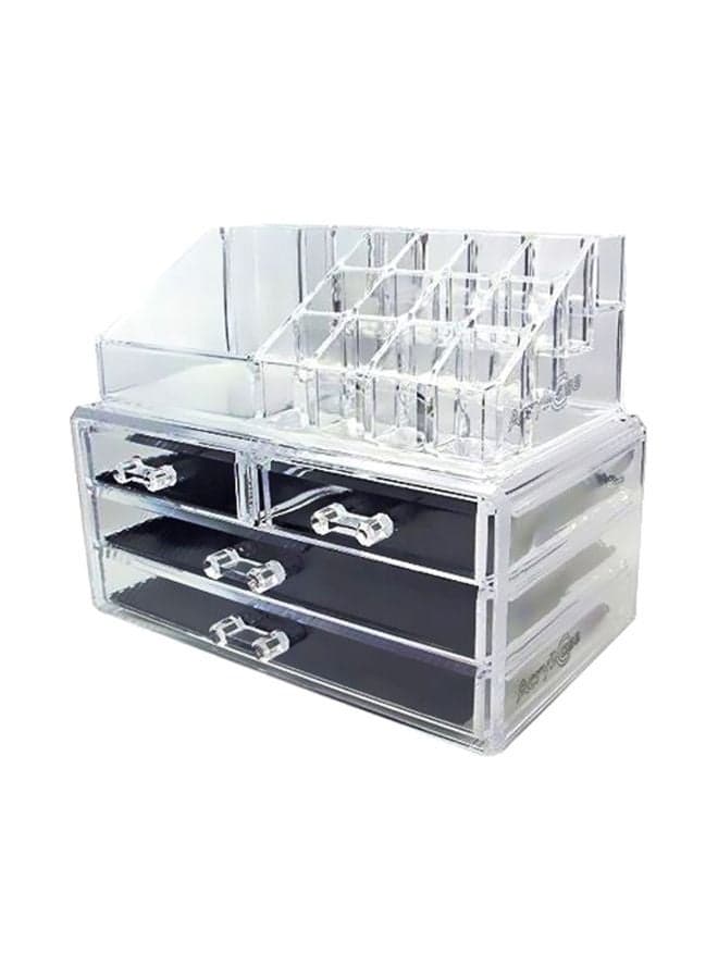 3-Drawer Cosmetic And Jewellery Storage Organizer Clear