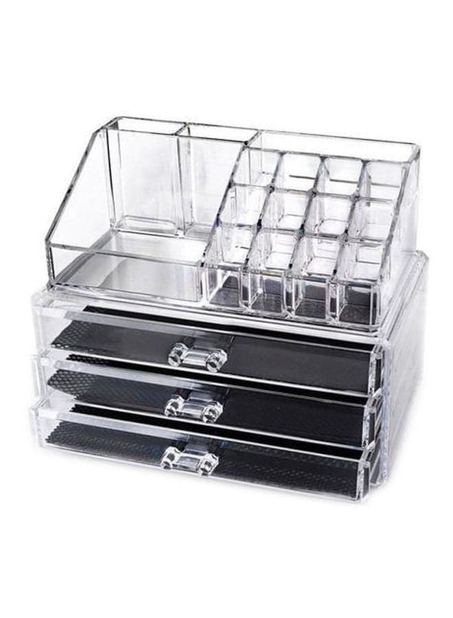 3-Drawer Cosmetic And Jewellery Storage Organizer Clear