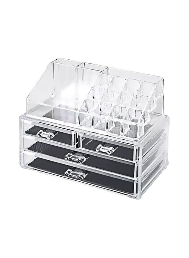 4-Drawer Makeup Organizer Clear/Black