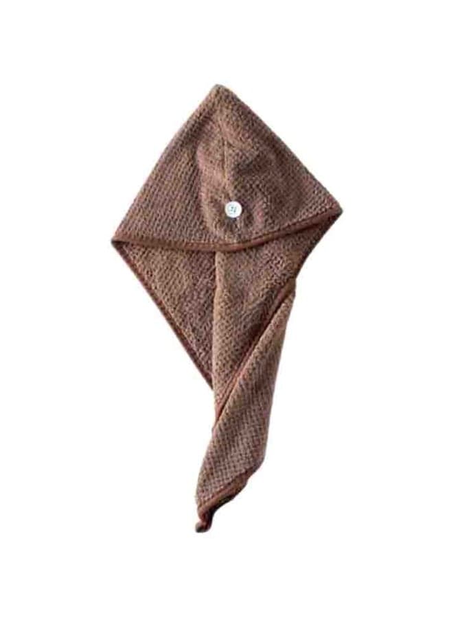 Fleece Absorbent Cap Hair Towel Brown 45x60cm