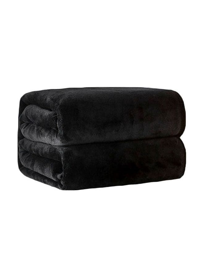 Fleece Blanket Sheet Polyester Black 200x230cm
