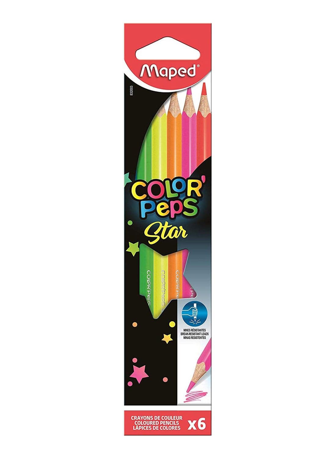 6-Piece Wooden Colour Peps Pencil Set Multicolour