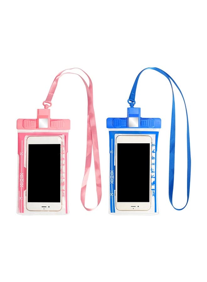 2-Piece Waterproof Universal Phone Pouch With Emergency Whistle Pink / Blue