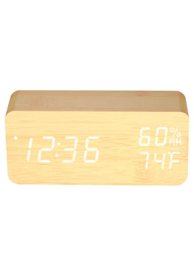 LED Digital Sound Control Alarm Clock Beige/White