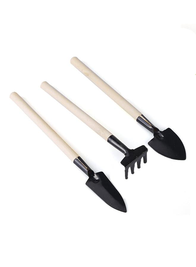3 In 1 Rake Shovel Digging Trowel Black/Beige 7 x 7centimeter