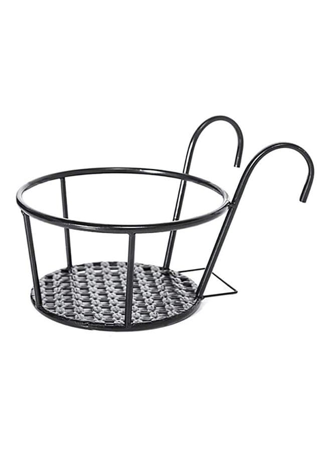 2-Piece Railing Potted Plant Shelf Set Black 100centimeter