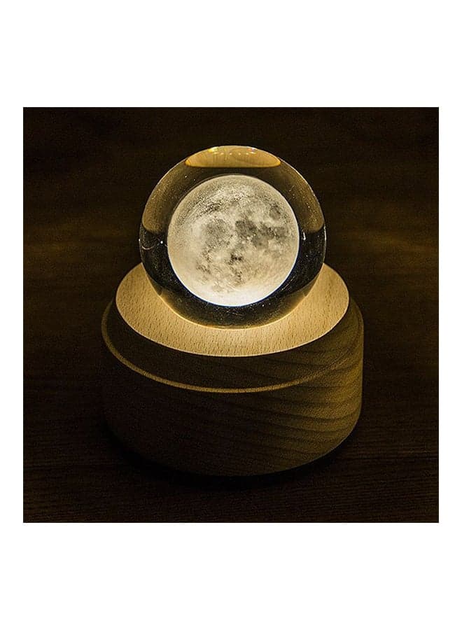 3D Word Engraving Moon Pattern Crystal Ball White/Clear 28x2x20centimeter
