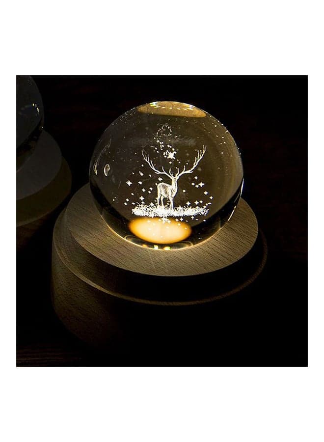3D Word Engraving Deer Crystal Ball White/Clear 28x2x20cm