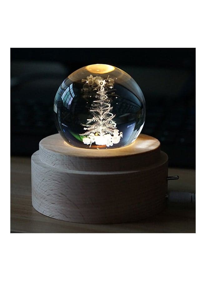 3D Engraving Crystal Ball Music Box White/Clear 28x2x20centimeter