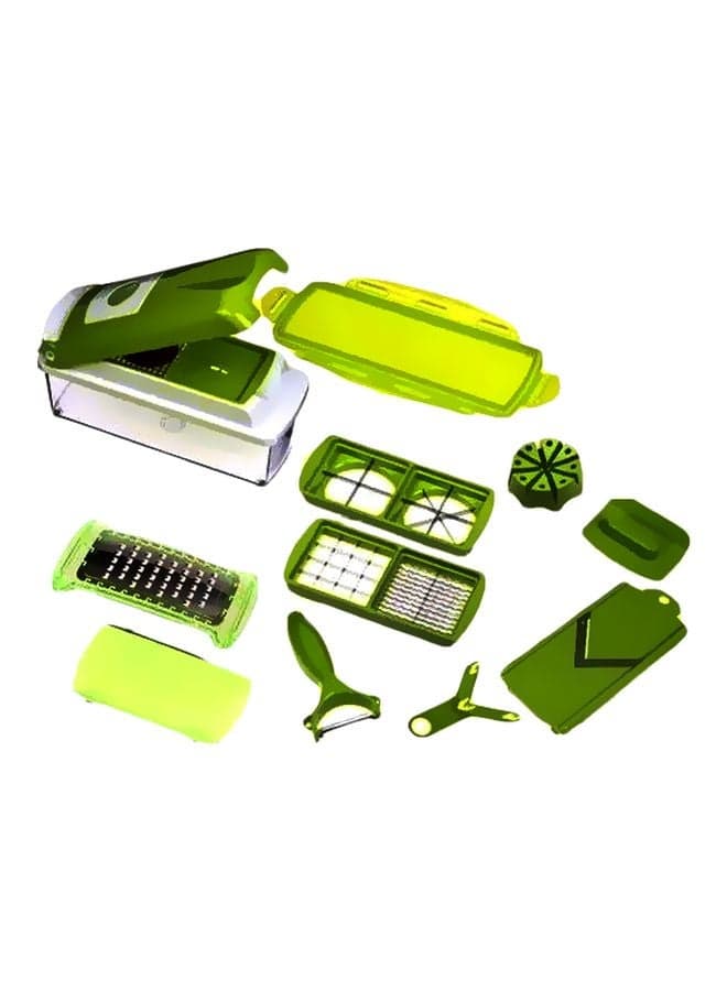 11-Piece Plastic Multi-Functional Food Chopper Green/White Green/White