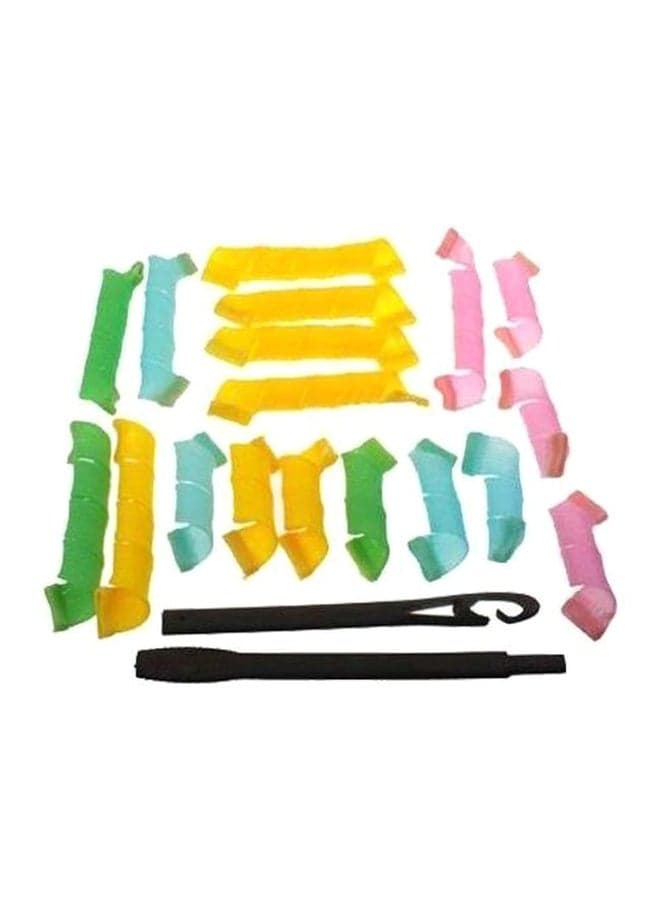 18-Piece Hair Curler Set Yellow/Blue/Green