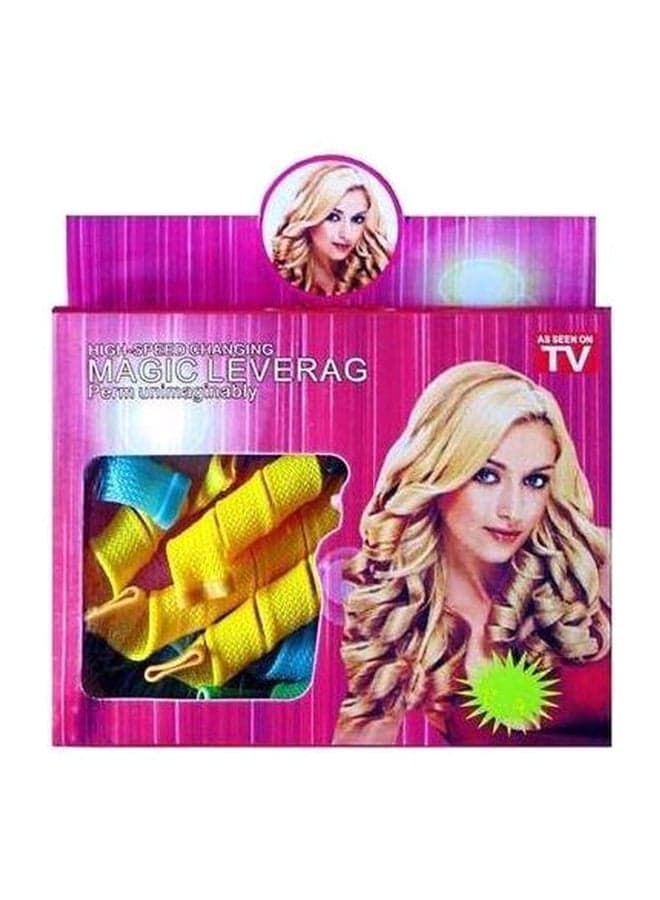 18-Piece DIY Hair Curler Set Yellow/Blue/Green