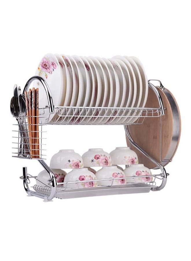 Dish Drying Rack Silver/Beige 42 x 24 x 38cm