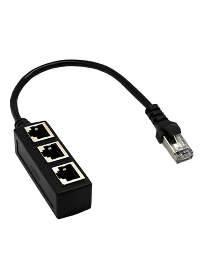 1 To 3 Port RJ45 Y Splitter Adapter Cable Black