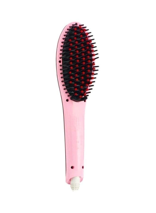 2-In-1 Hair Straightener And Plus Curler Brush Pink/Black