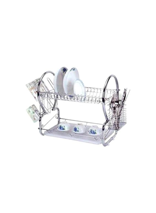2-Tier Stainless Steel Dish Rack Silver