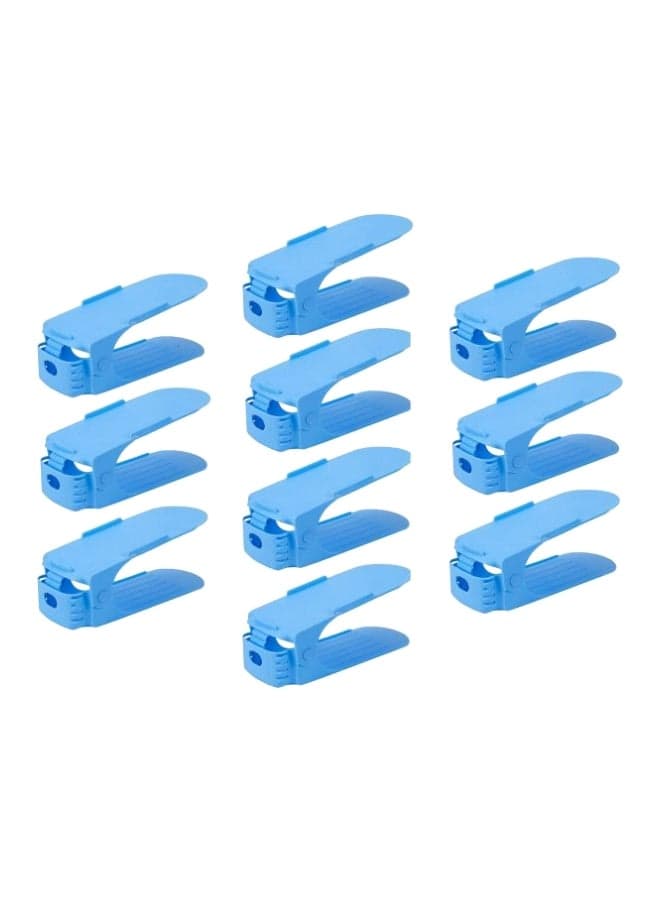 Pack Of 10 Adjustable Shoe Slot Organizer Set Blue