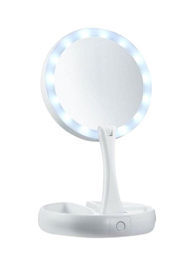 My Fold Away Makeup Mirror With LED Lights White/Silver