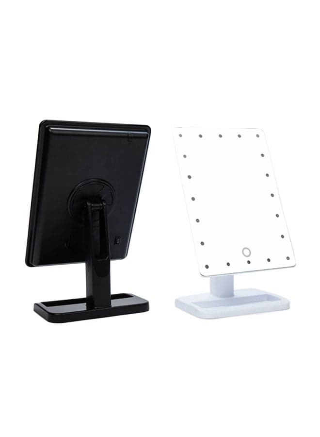 Desktop Stand Mirror With 20 LED Light Black