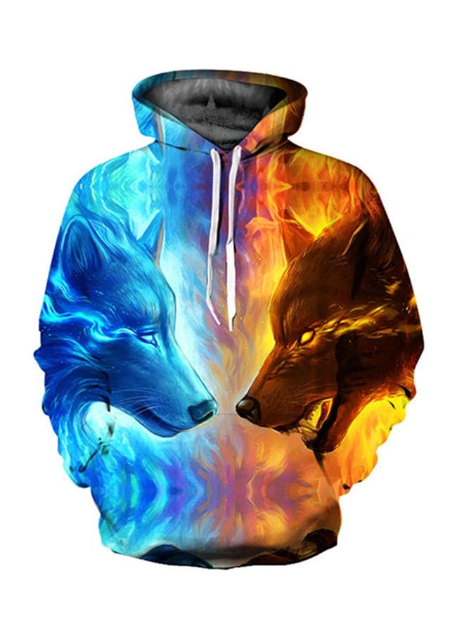 3D Realstic Print Drawstring Hoodie Multicolour