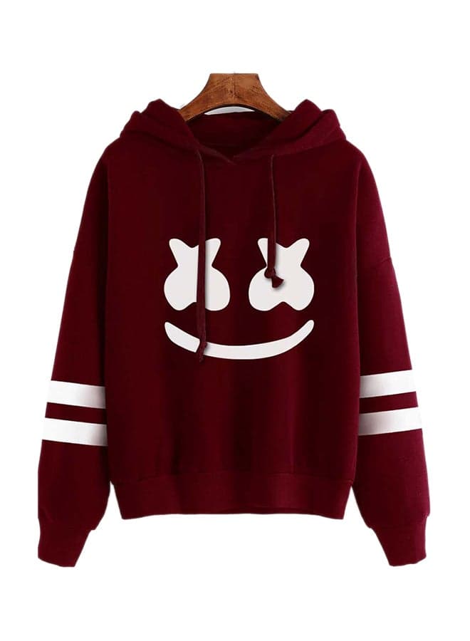 Dj Marshmello Pattern Print Sweatshirt Claret Red