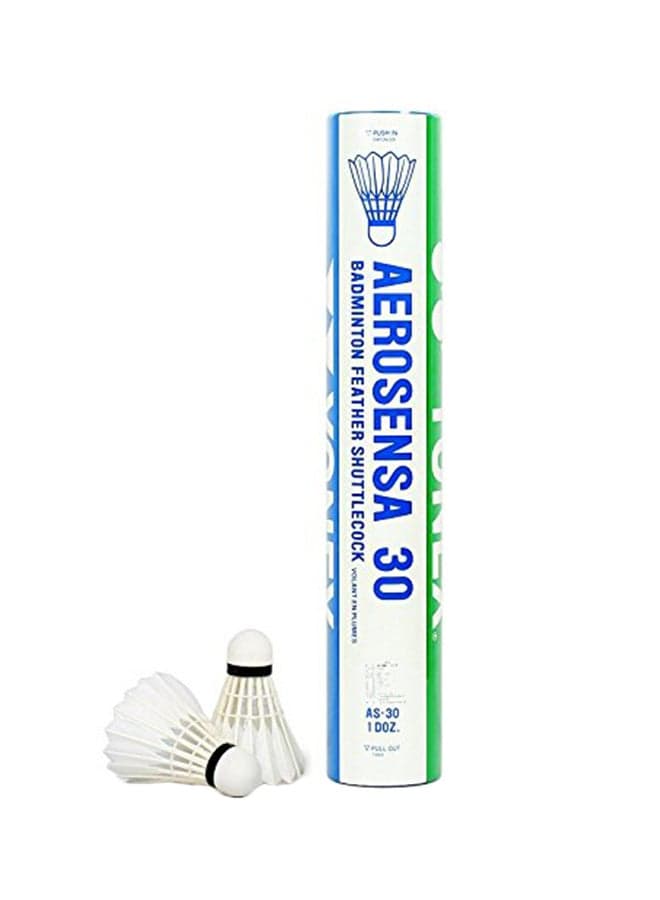 12-Piece Aerosensa 30 Shuttlecock 16 x 4 x 4cm