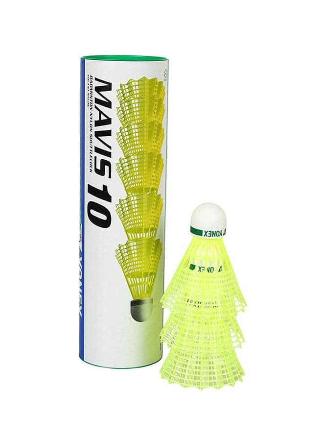 6-Piece Mavis 10 Yellow Slow Shuttlecock 16 x 4 x 4centimeter 16 x 4 x 4cm