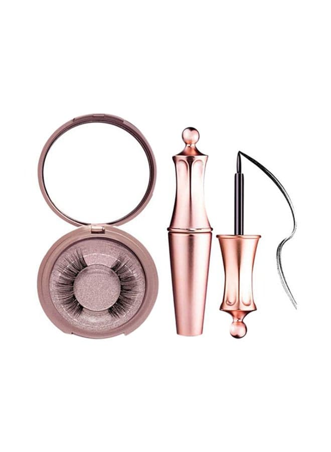 False Eyelashes And Liquid Eyeliner Set Black