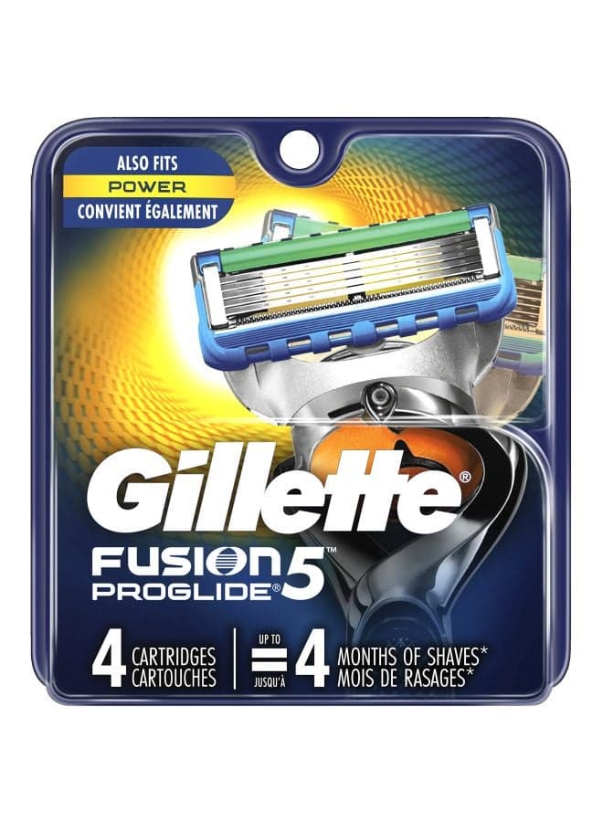 4-Piece Fusion5 ProGlide Razor Blade Set Silver/Blue/Green