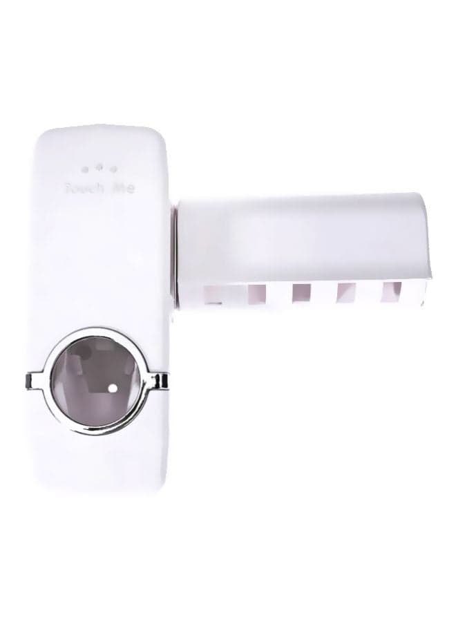 Toothbrush Holder With Toothpaste Dispenser White