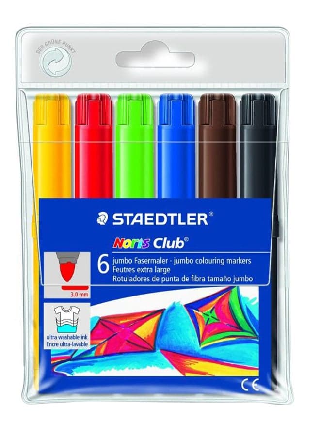 6-Piece Noris Club Jumbo Colouring Marker Set Multicolour