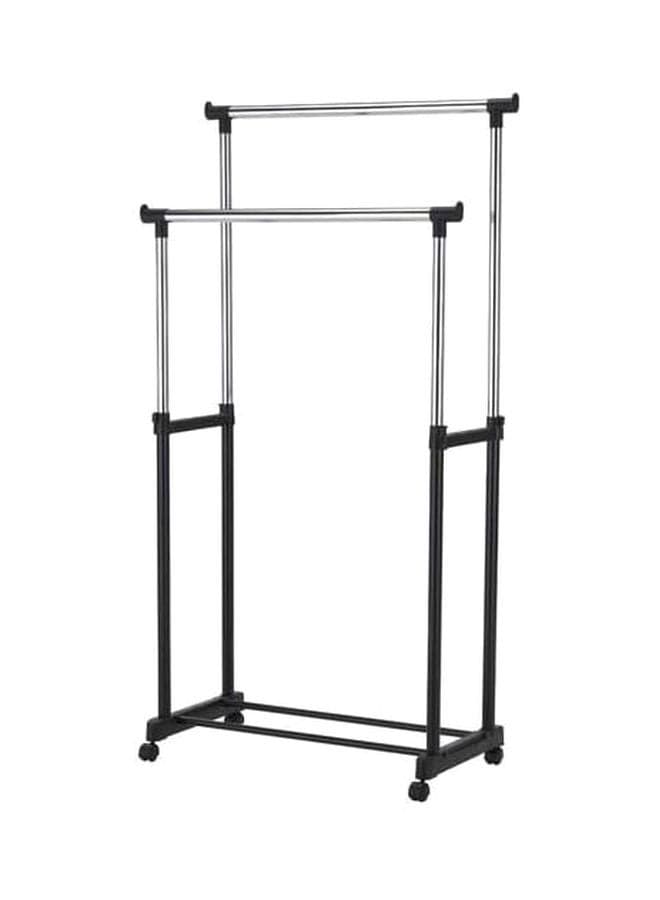 2-Pole Telescopic Clothes Rack Silver/Black