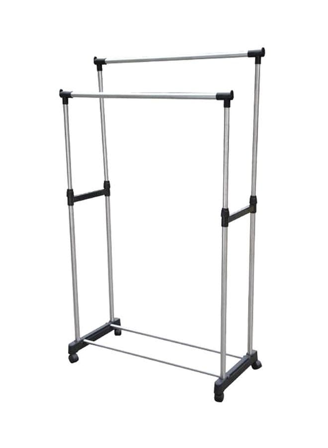 Foldable Cloth Hanger Stand Silver/Black 160x42x80cm