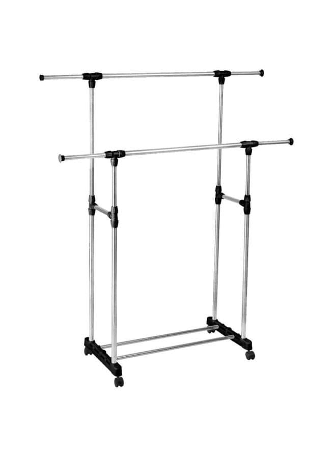 Double Pole Clothes Rack Silver