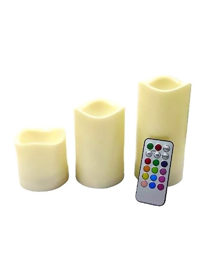 3-Piece LED Candle Set With Remote Control Beige One Size