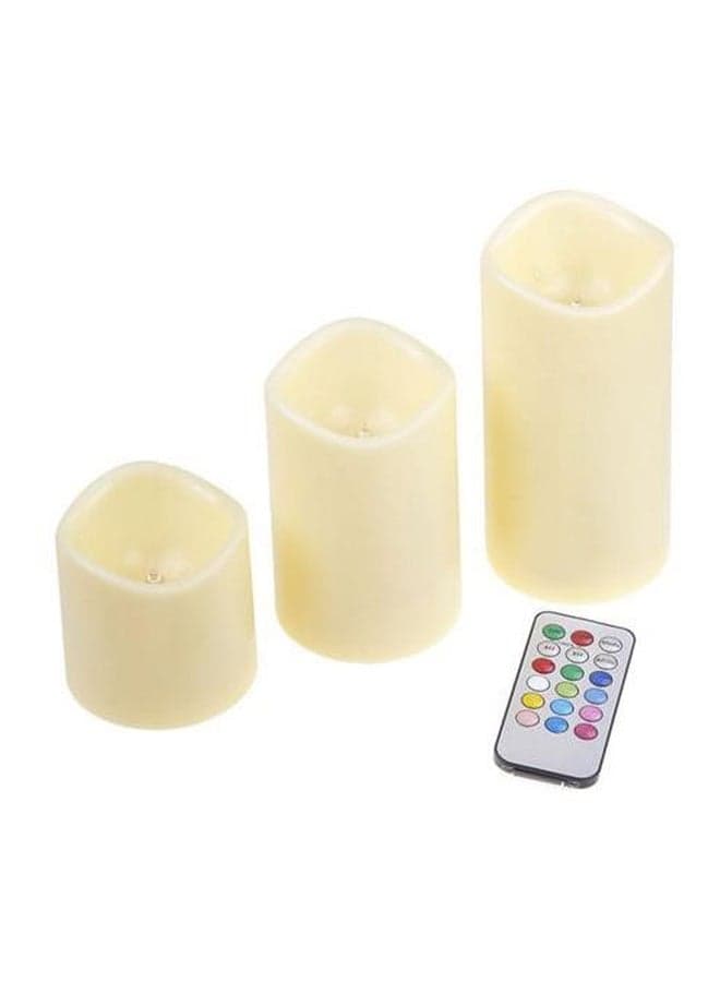 3-Piece Flameless Candle With Remote Control Set White