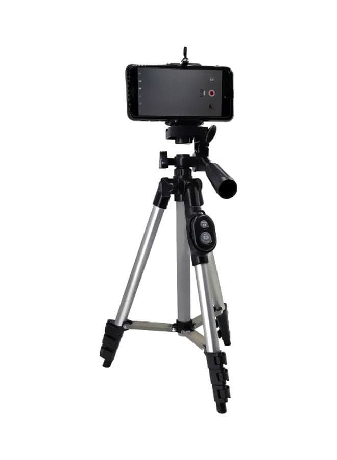 Portable Tripod Stand With Selfy Remote Silver/Black