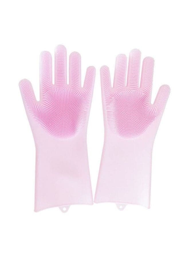 2-Piece Silicone Dishwashing Gloves Pink