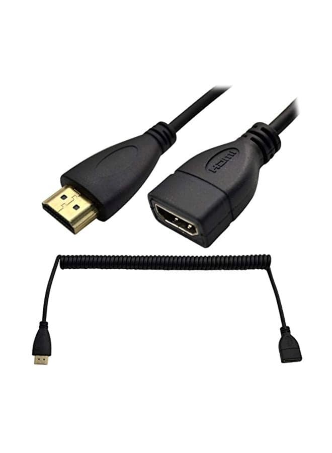 High Speed Male To Female HDMI Extension Cable Black/Gold
