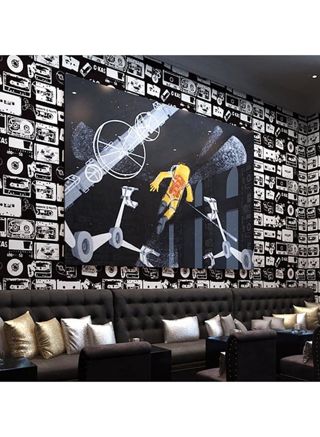 Self Adhesive Bedroom Print Waterproof Wallpaper Black 2x0.45meter