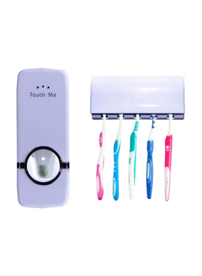Auto Squeezing Toothpaste Dispenser And Toothbrush Holder Set White 155x60x60mm