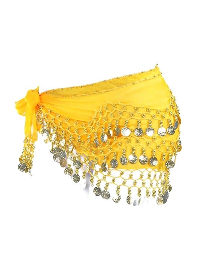Chiffon Dangling Gold Coins Belly Dance Hip Wrap H-Yellow/Gold/Silver