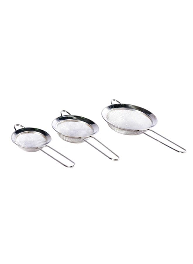 3 Piece Stainless Steel Strainer Set Silver