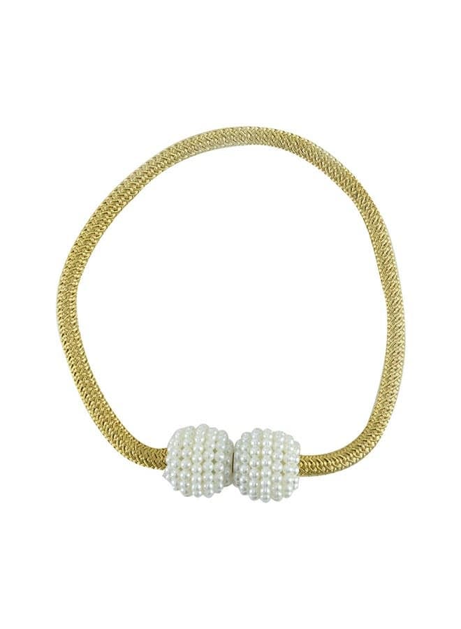 Pearls Ball Strap Curtain Tiebacks Yellow 20x5x13centimeter