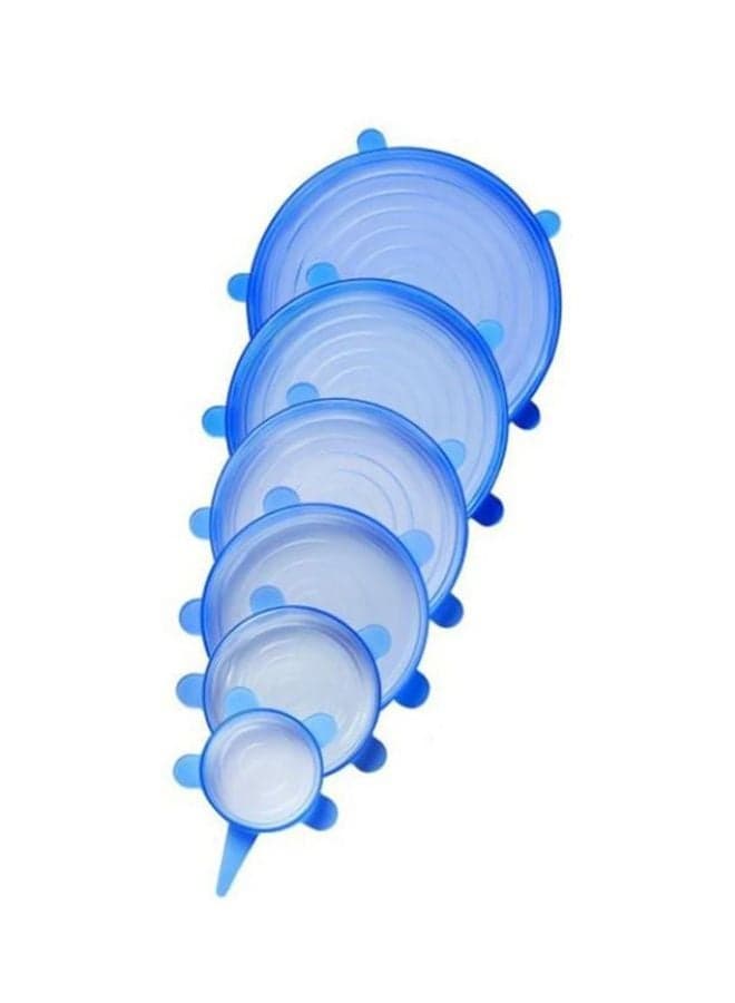Set Of 6 Fresh Food Cover Lids Blue